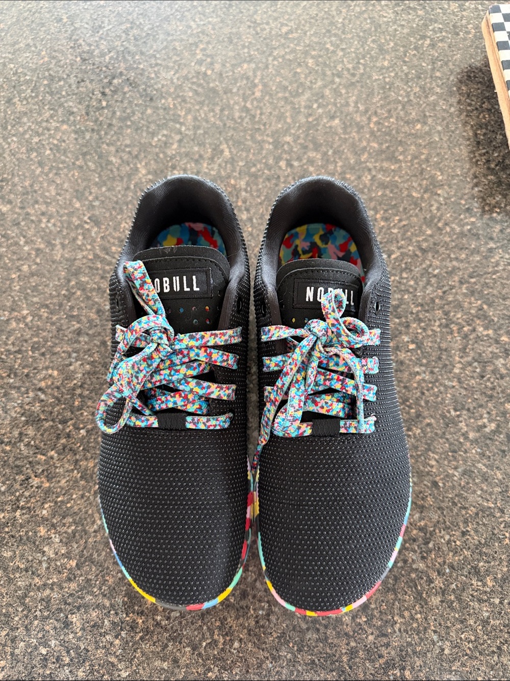 NOBULL woman’s  Black Sneakers with Multicolor Patterned Laces